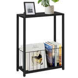 Narrow Side Table 2-Tier Removable Storage Skinny Table, Black