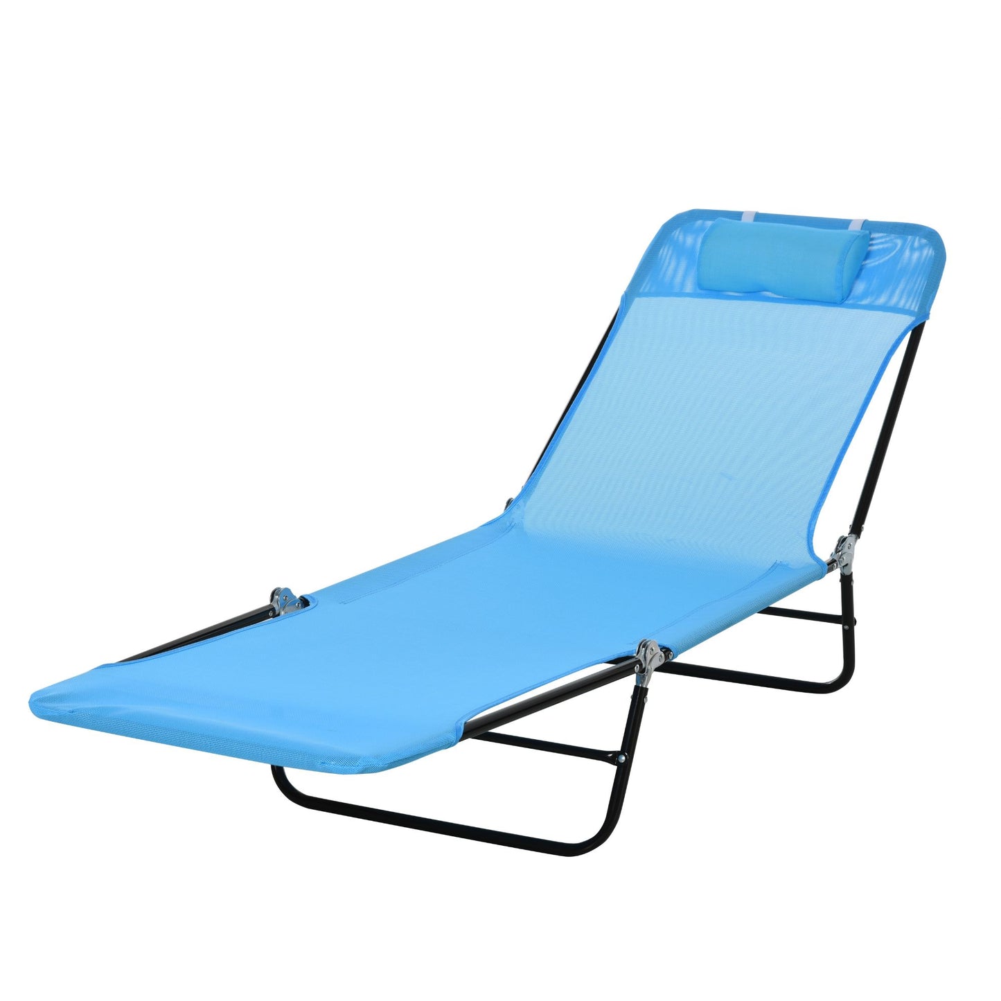 Folding Chaise Lounge Pool Sun Chair Reclining Lounge, Blue