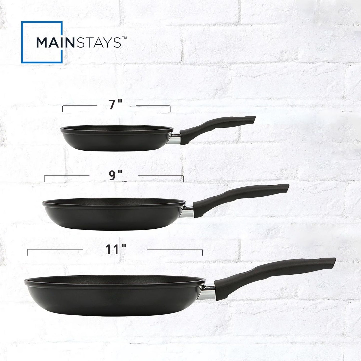 Aluminum Triple Non-Stick Skillet Everyday Use Set, 7", 9"&11"