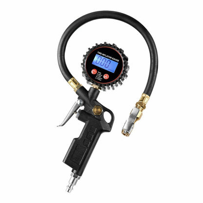 Digital Tire Inflator w/Pressure Gauge Rubber Hose Tire Gauge