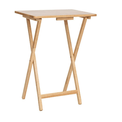 Folding Trays W/Storage Rack 2 Tray Table 3-Piece Set, Natural