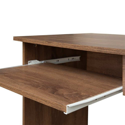 Keyboard Desk Small Walnut Tray Drawer 32"W Computer Table, Brown