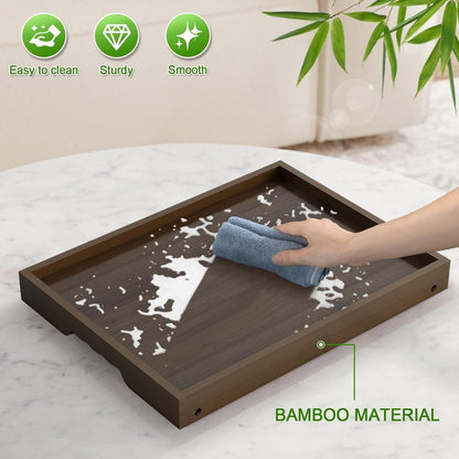 Bamboo Large Tray Folding Legs Bed Breakfast Portable Tray, Brown