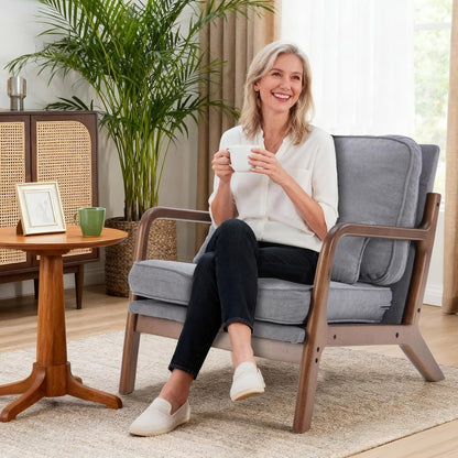 Modern Chair Reading Accent Upholstered Seat Lounge Armchair-Grey