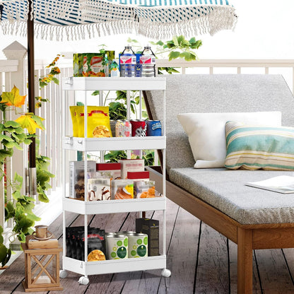 Rolling Utility Cart Slide Out Organizer 4-Tier Shelf Trolley