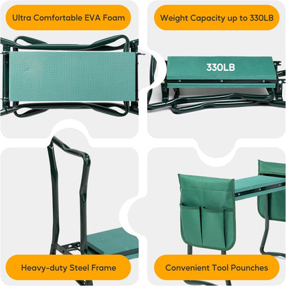 Garden Kneeler Seat Foldable Kneeling Stool Foam Pad Bench