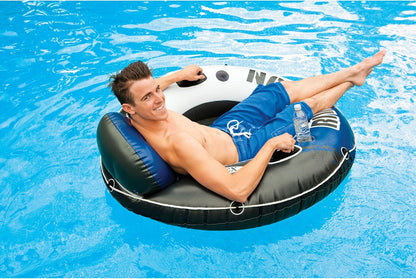 Inflatable Single Person Tube W/Backrest Cupholder Raft