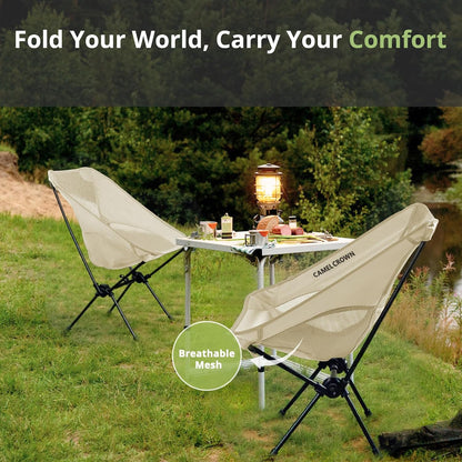 Portable Folding Chair Camping Backrest Lounge Beach Chair, White