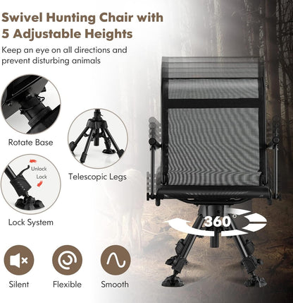 Swivel Blind Chair 360-degree rotation Base Folding Hunting Chair