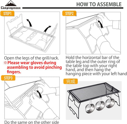 Foldable Campfire Grill Rack Steel Grill W/ Carrying Bag, 2pcs
