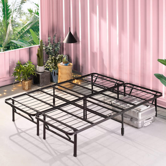 Metal Platform Bed SmartBase 14"H Underbed Steel Frame, Queen