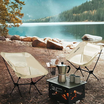 Portable Folding Chair Camping Backrest Lounge Beach Chair, White