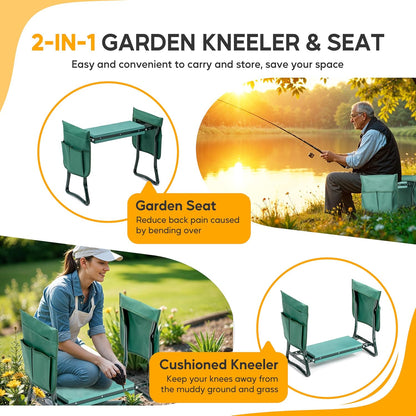 Garden Kneeler Seat Foldable Kneeling Stool Foam Pad Bench