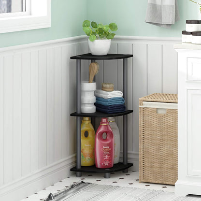 Corner Display Rack 3-Tier Multipurpose Shelving Unit-Black/Gray