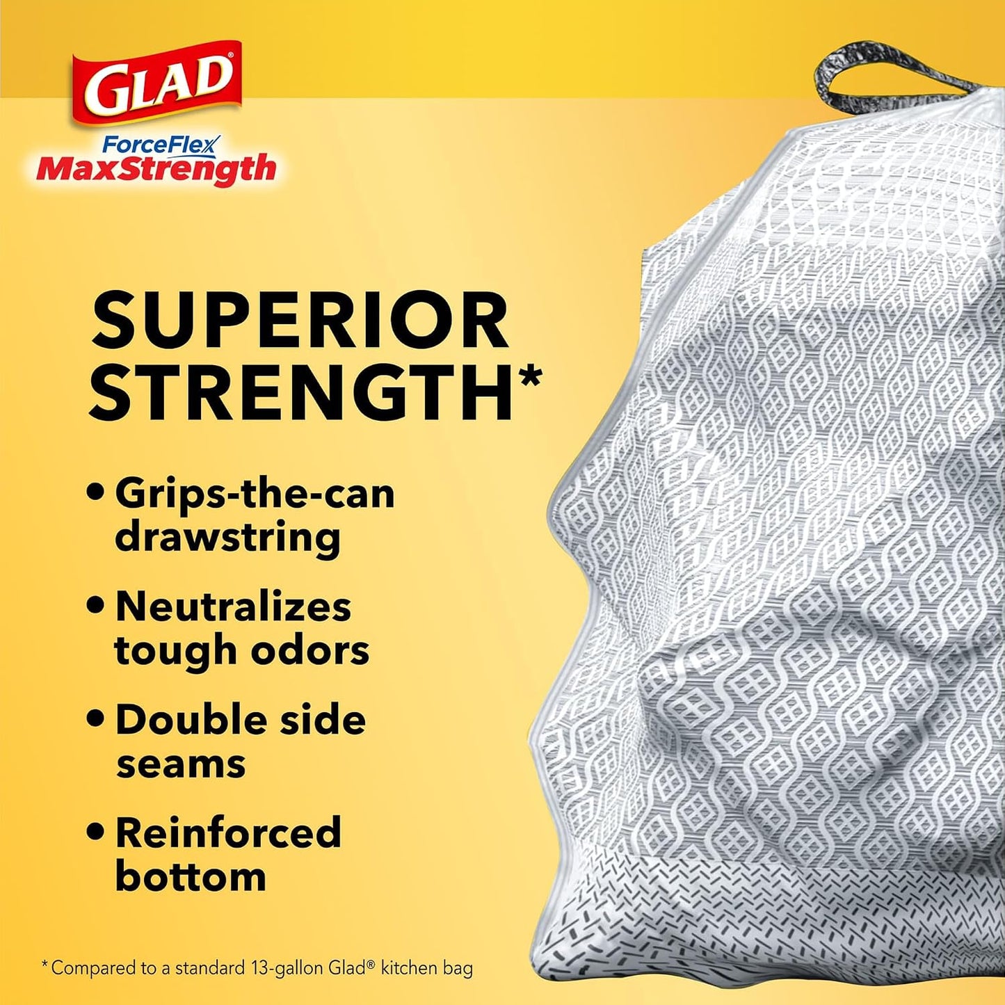 Glad Kitchen Trash Bags 13 Gal Mountain Air Sent Bag, 90 Ct