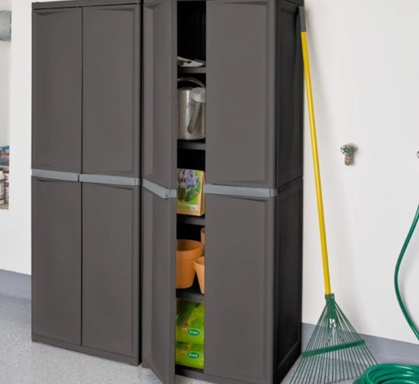 Freestanding 4-Shelf Storage Cabinet Adjustable 4-Shelves, Gray