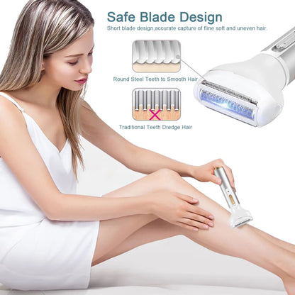 Women 4 IN 1 Grooming Kit Remover Nose Bikini Trimmer, Silver