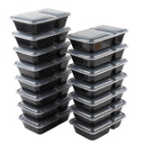 Meal Food Storage 2-Compartment Container Clear Lid Container, 15pck