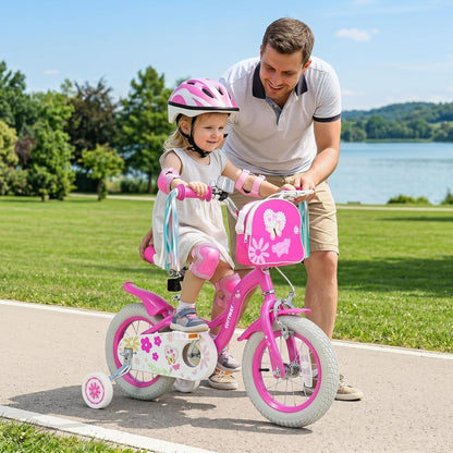 Bike 3-8 Girls 12" Wheels Bike w/ Front Bag Streamers Train Bike
