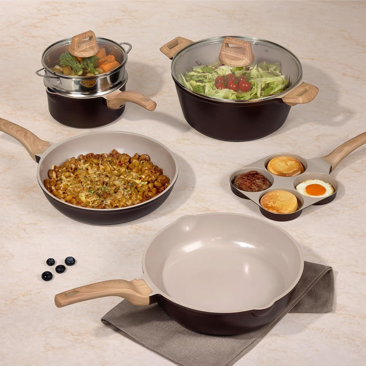 Cookware Set 21 Pcs Ceramic Nonstick Induction Pots Pans Set,