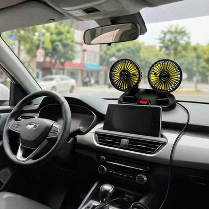 Dual Head Fan 12V Car Cooling 360° Rotatable Quiet & Powerful Automotive Fan