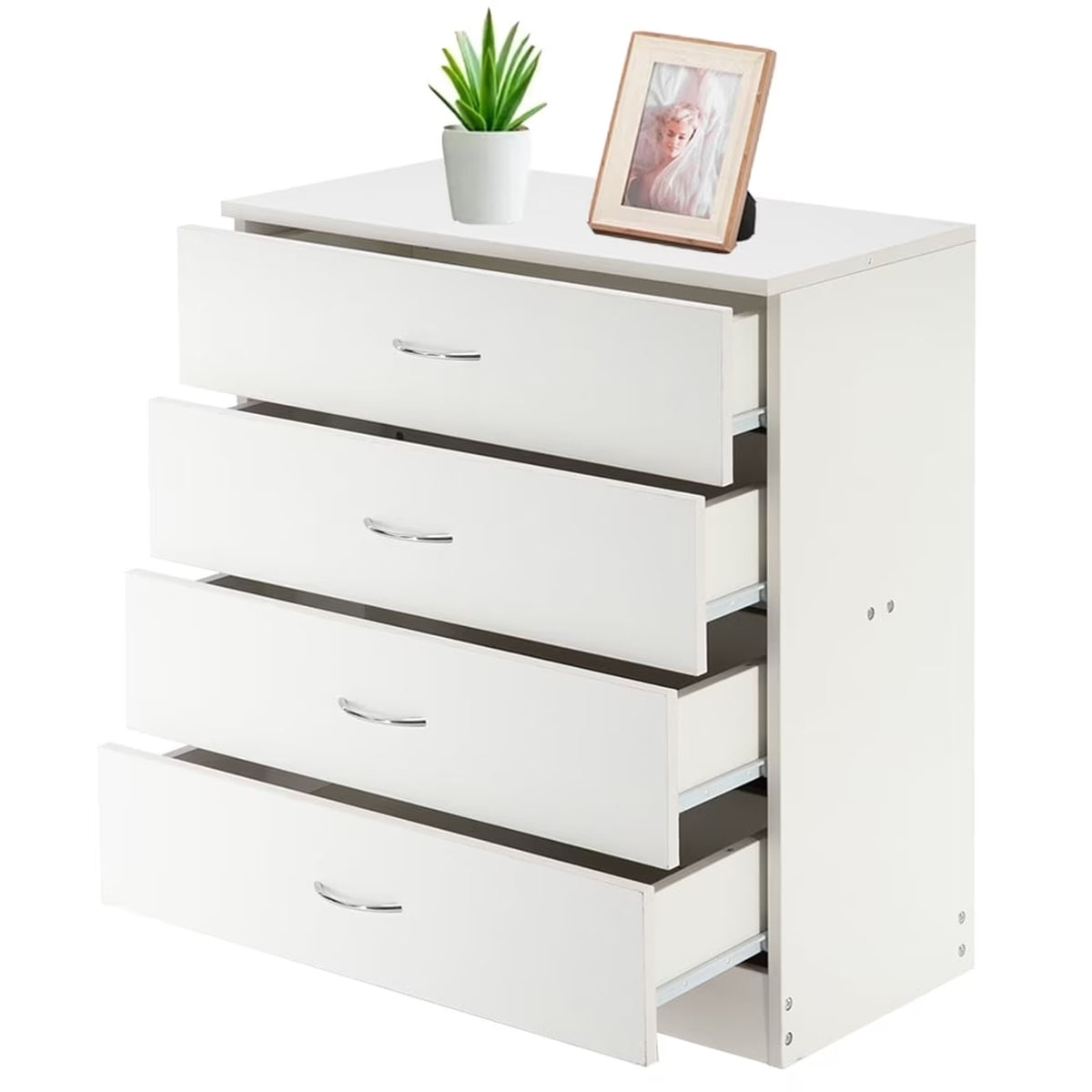 Storage Cabinet 4 Drawer Dresser Hallway Chest Organizer, White