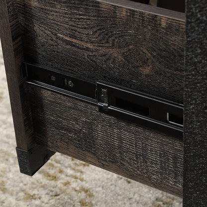 Desk Steel Metal Wood Two Drawers & Open Shelf Pedestal Desk