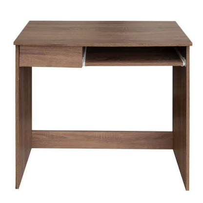 Keyboard Desk Small Walnut Tray Drawer 32"W Computer Table, Brown