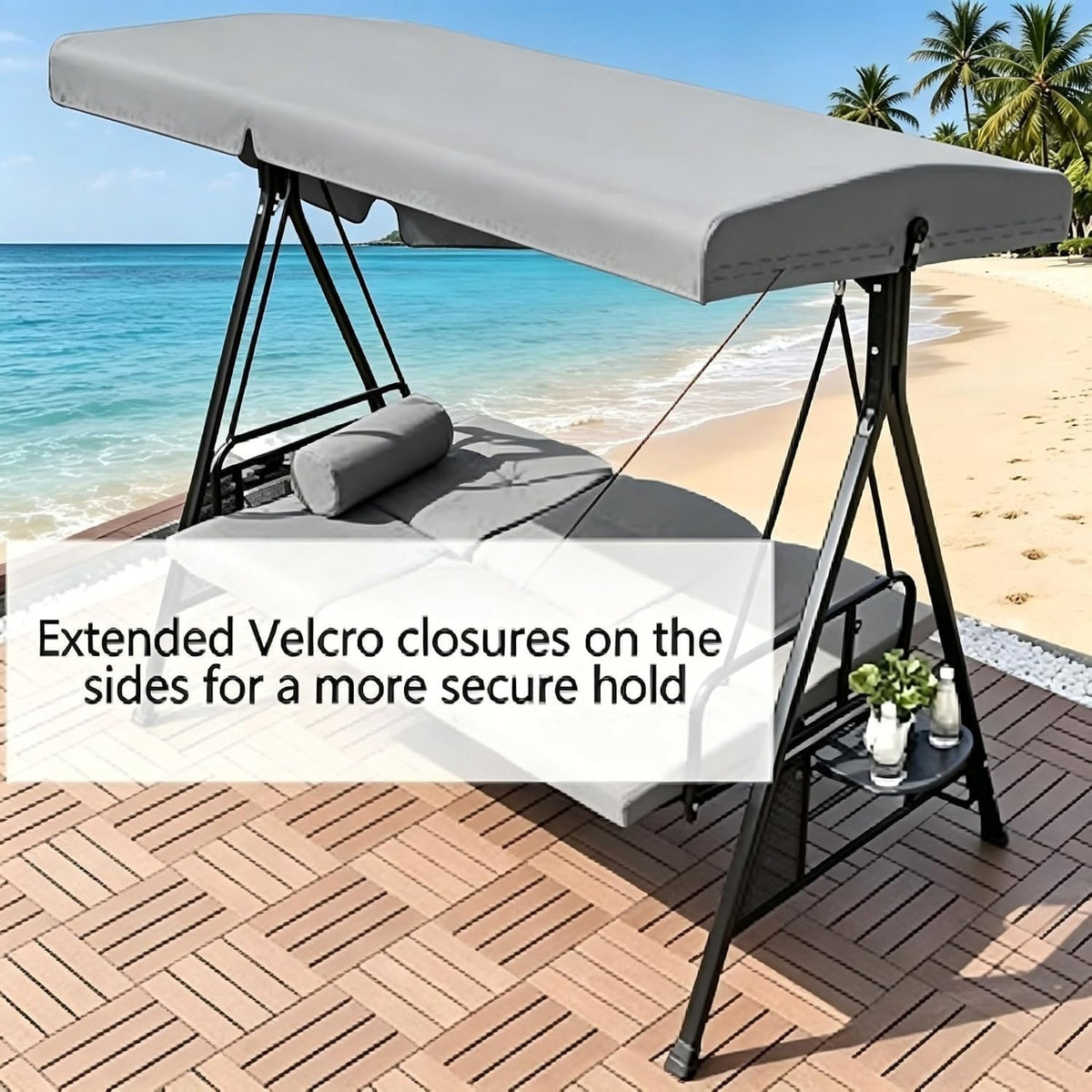 Swing Canopy Replacement 3 Seater Top Canopy 75"x47" Cover, Gray