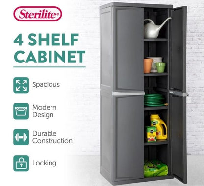 Freestanding 4-Shelf Storage Cabinet Adjustable 4-Shelves, Gray