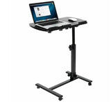 Overbed Desk Bedside Tiltable Tabletop Rolling Table, Black