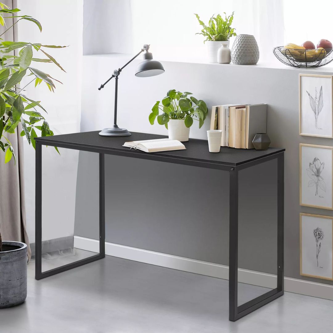 Modern Desk 47"W Home Office Workstation PC Study Table , Black