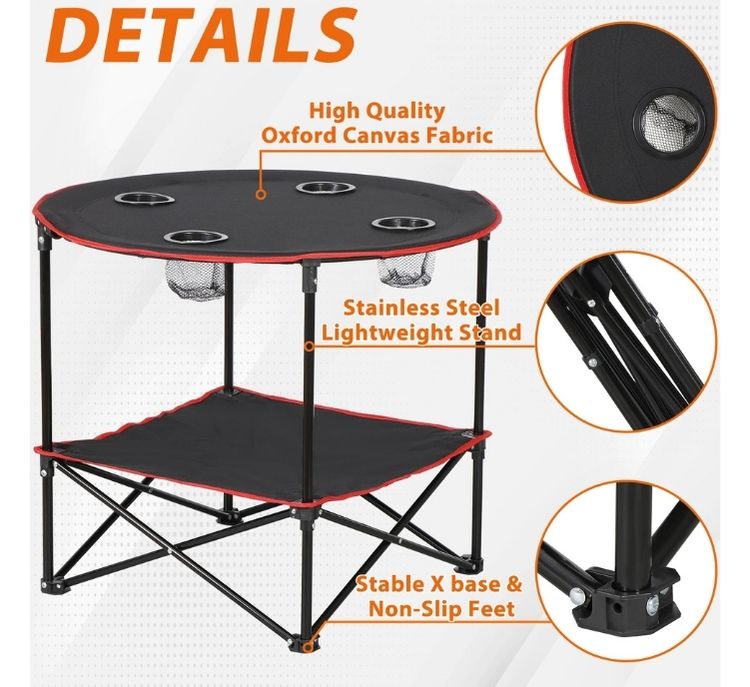Foldable Camping Table Portable Outdoor Picnic Table W/Carry Bag