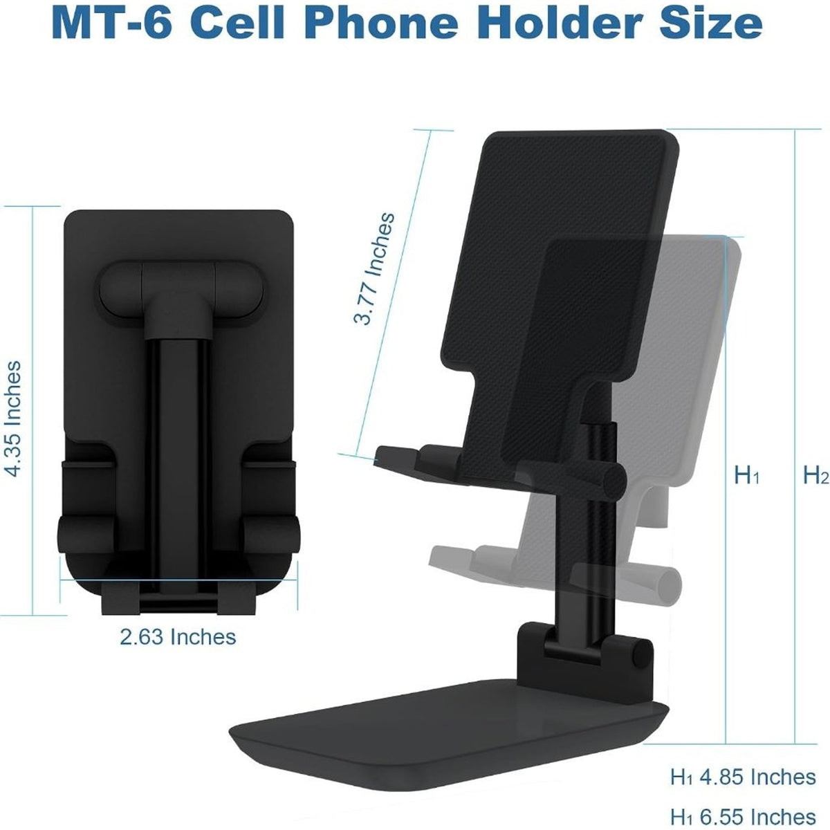 Foldable Stand Phone Tablet Adjustable Height Angle Stand, Black