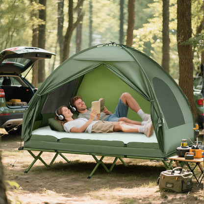 Folding Camping Cots W/Tent Portable 2-Person Camping Combo Set