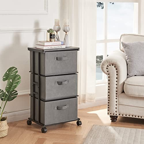 Storage Cart 3-Drawer Modern Organization Office Tower Cart, Grey
