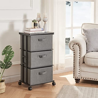 Storage Cart 3-Drawer Modern Organization Office Tower Cart, Grey