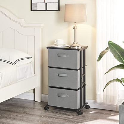 Storage Cart 3-Drawer Modern Organization Office Tower Cart, Grey