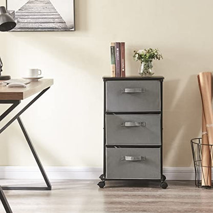 Storage Cart 3-Drawer Modern Organization Office Tower Cart, Grey