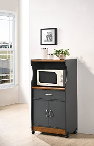 Microwave Cart W/One Drawer Two Doors & Shelf Storage, Grey-oak