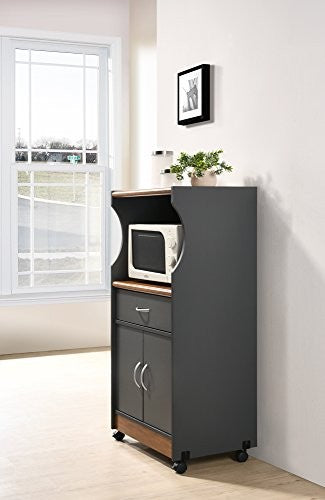Microwave Cart W/One Drawer Two Doors & Shelf Storage, Grey-oak