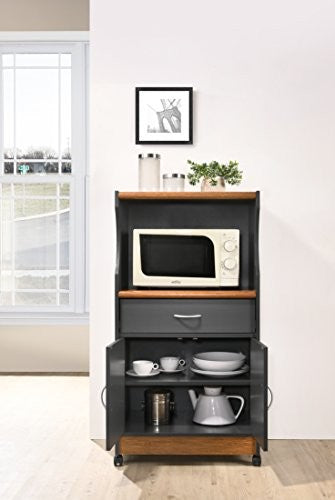 Microwave Cart W/One Drawer Two Doors & Shelf Storage, Grey-oak