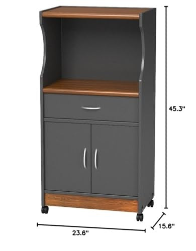 Microwave Cart W/One Drawer Two Doors & Shelf Storage, Grey-oak