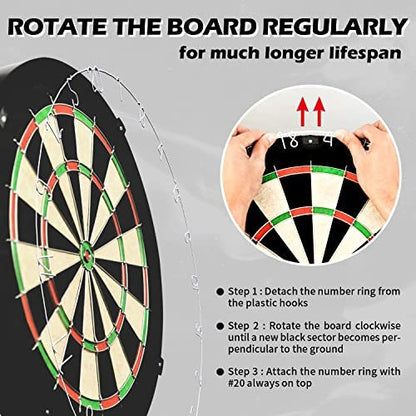 Dartboard W/ Staple-Free Bullseye & 12 Steel Tip Dart Set