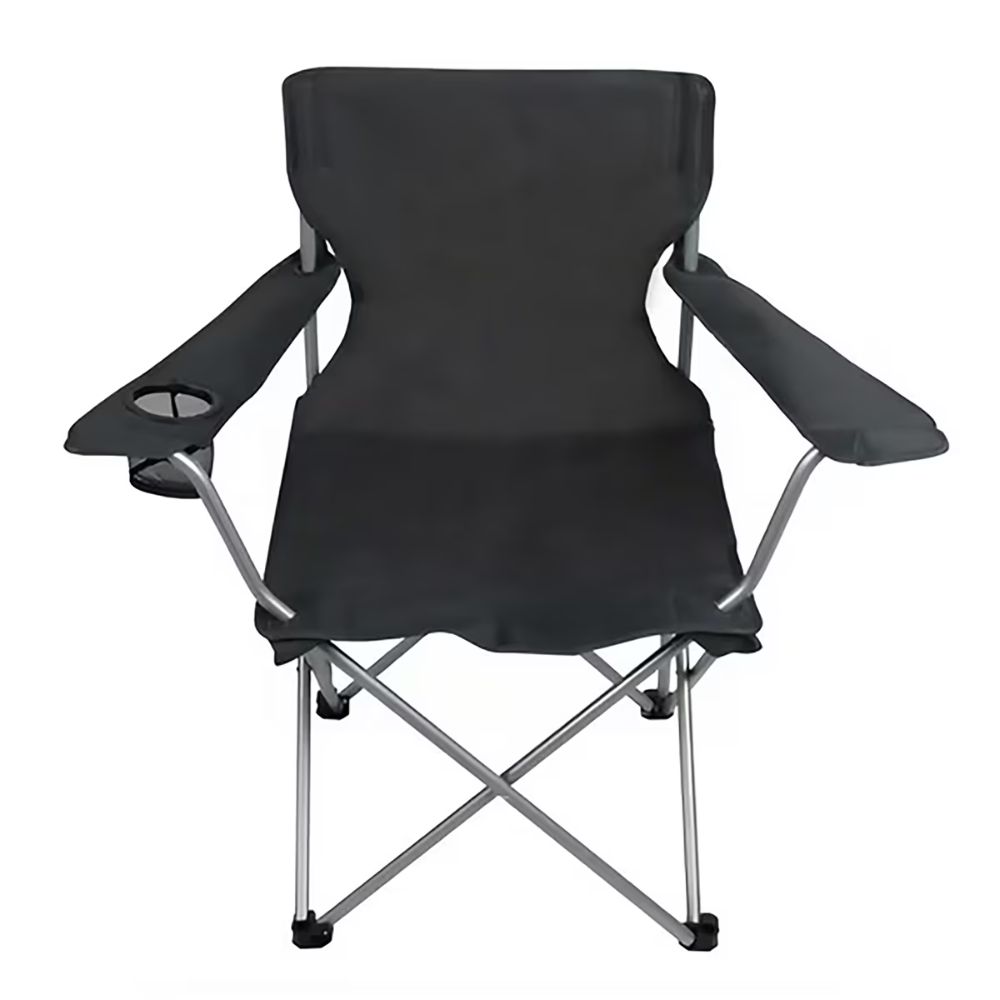 Folding Chair Beach Outdoor Camping Chair W/ Cup Holder, Black