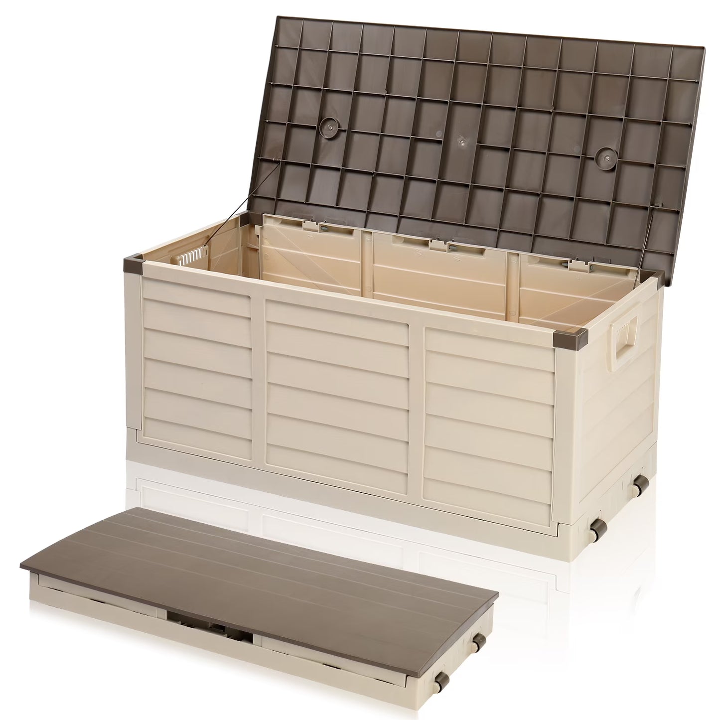 Storage Box 75-Gal Resin Deck Garden Bench Storage Box, Brown