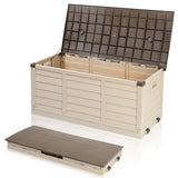 Storage Box 75-Gal Resin Deck Garden Bench Storage Box, Brown