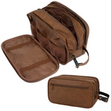 Leather Travel Bag Water-Resistant Clip-on Buckles Toiletry Bag