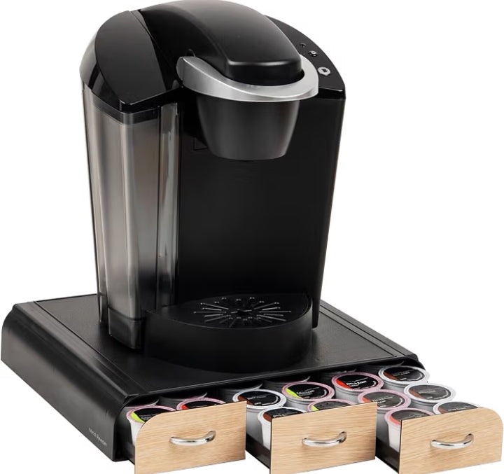 Coffee Pod Organizer 3-Drawers Countertop 36-Pod Holder, Brown