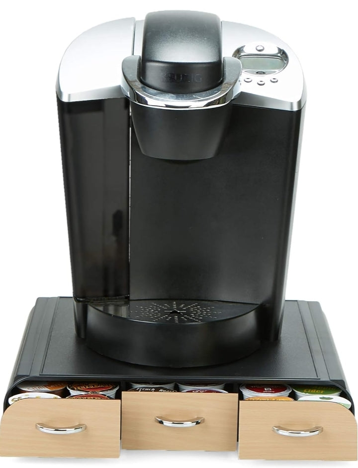 Coffee Pod Organizer 3-Drawers Countertop 36-Pod Holder, Brown